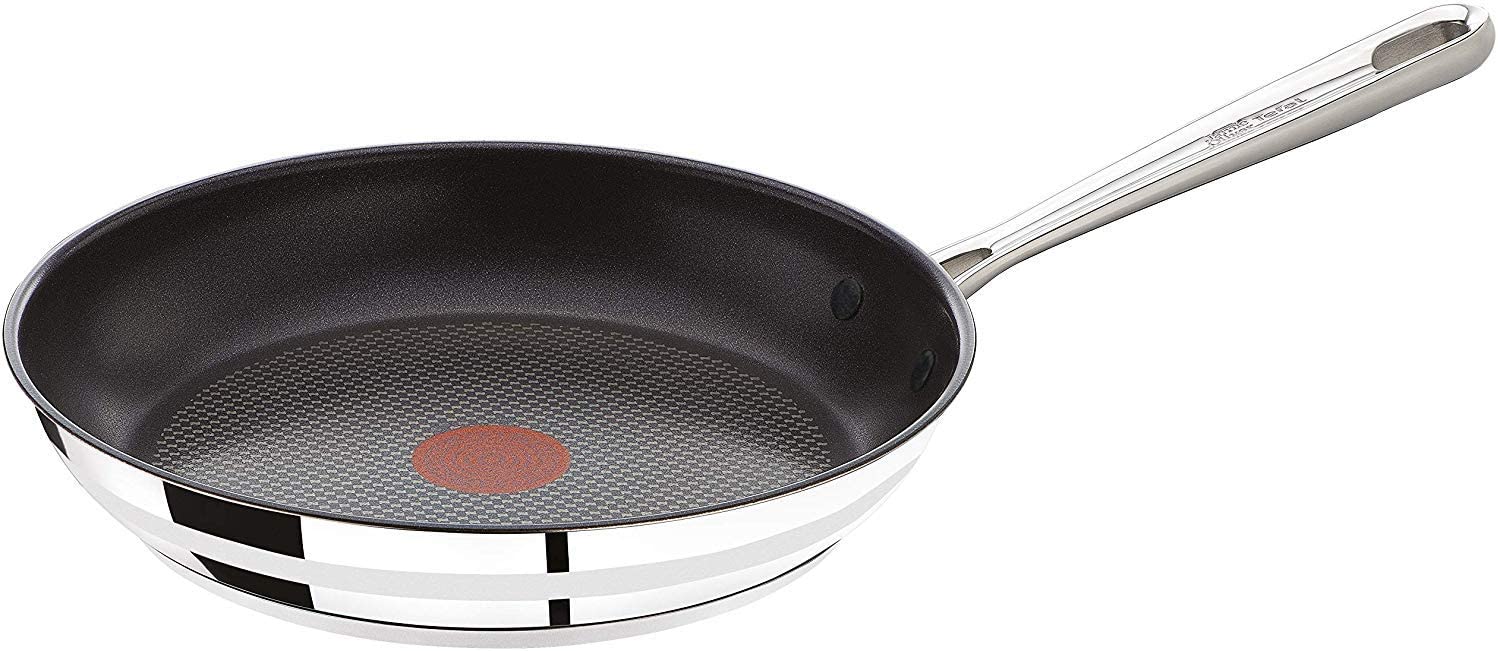 Tefal Jamie Oliver pan, frying pan, 20cm, all types of stove, integrated temperature indicator, non-stick seal, stainless steel