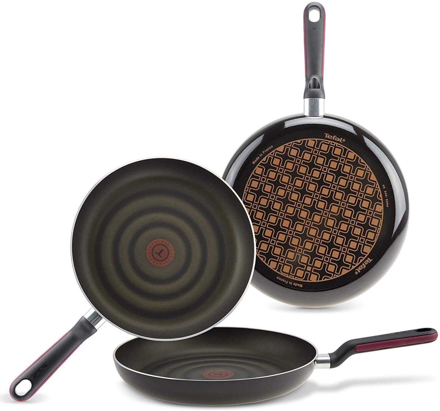 Tefal Comfort Grip – Set of 3 Aluminium Frying Pans 20, 24 and 28 cm with Black Enamelled Exterior with Extra Titanium Non-Stick Coating Suitable for All Hobs (Except Induction)
