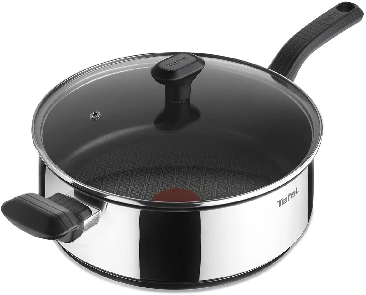 Tefal Comfort Max Stainless Steel Non-stick Saute Pan and Lid, 26 cm - Silver