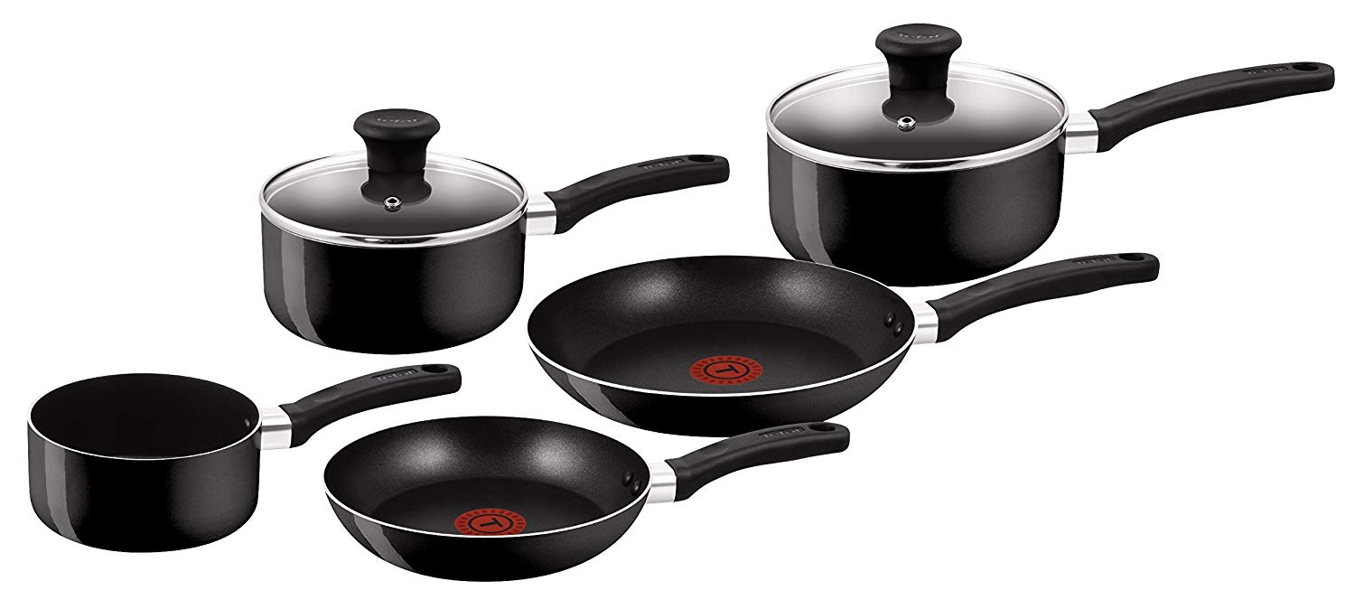 Tefal Delight Cookware Set, 5 Pieces - Black