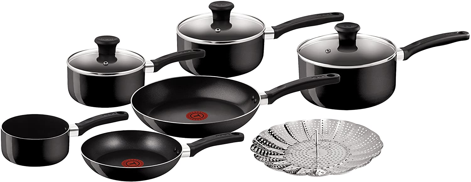 Tefal Delight Cookware Set, 5 Pieces - Black