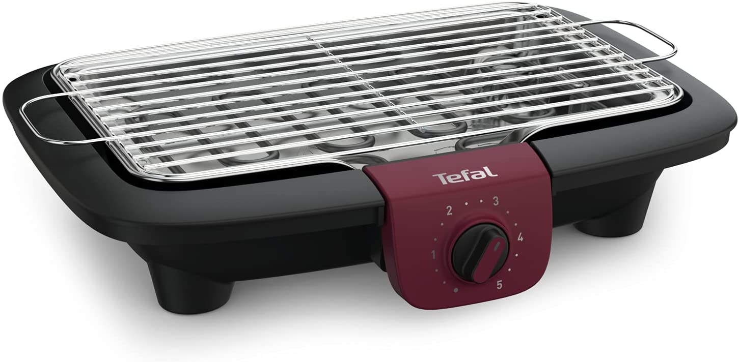 Tefal BG90E5 Easygrill Adjust Electric Table Grill 2300 Watt, 720 cm2 Grill Surface Black / Burgundy