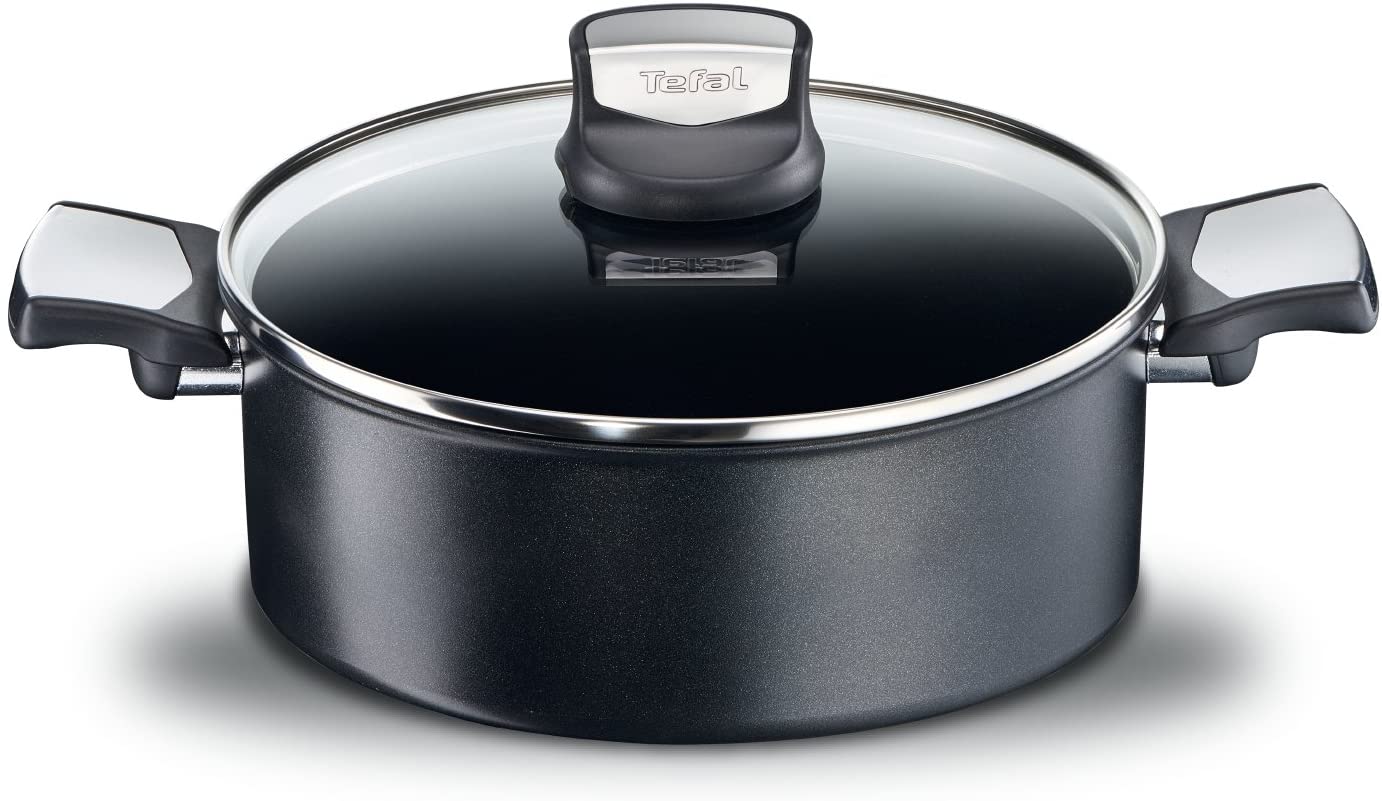 Tefal Expertise Non-Stick Titanium Excellence Saucepan with 7 Layers with Titanium Coating and Non-Stick Exterior Suitable for Induction Cookers 5 Litres Black