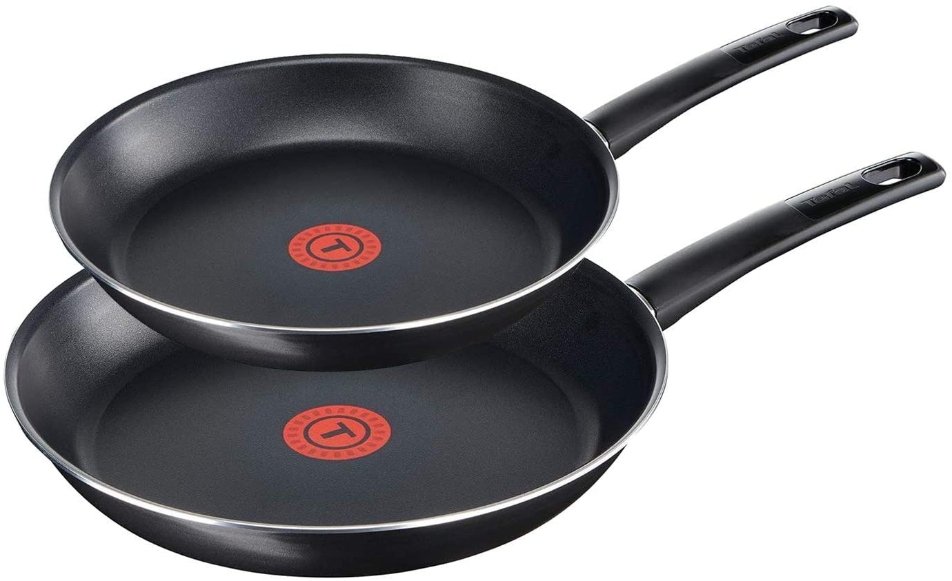 Tefal First Cook B43508 Set of 3 Frying Pans 20 + 24 + 28 cm Titanium Force Non-Stick Coating Frying Pan with Integrated Temperature Indicator Ergonomic Handle Frying Pan with Pouring Rim