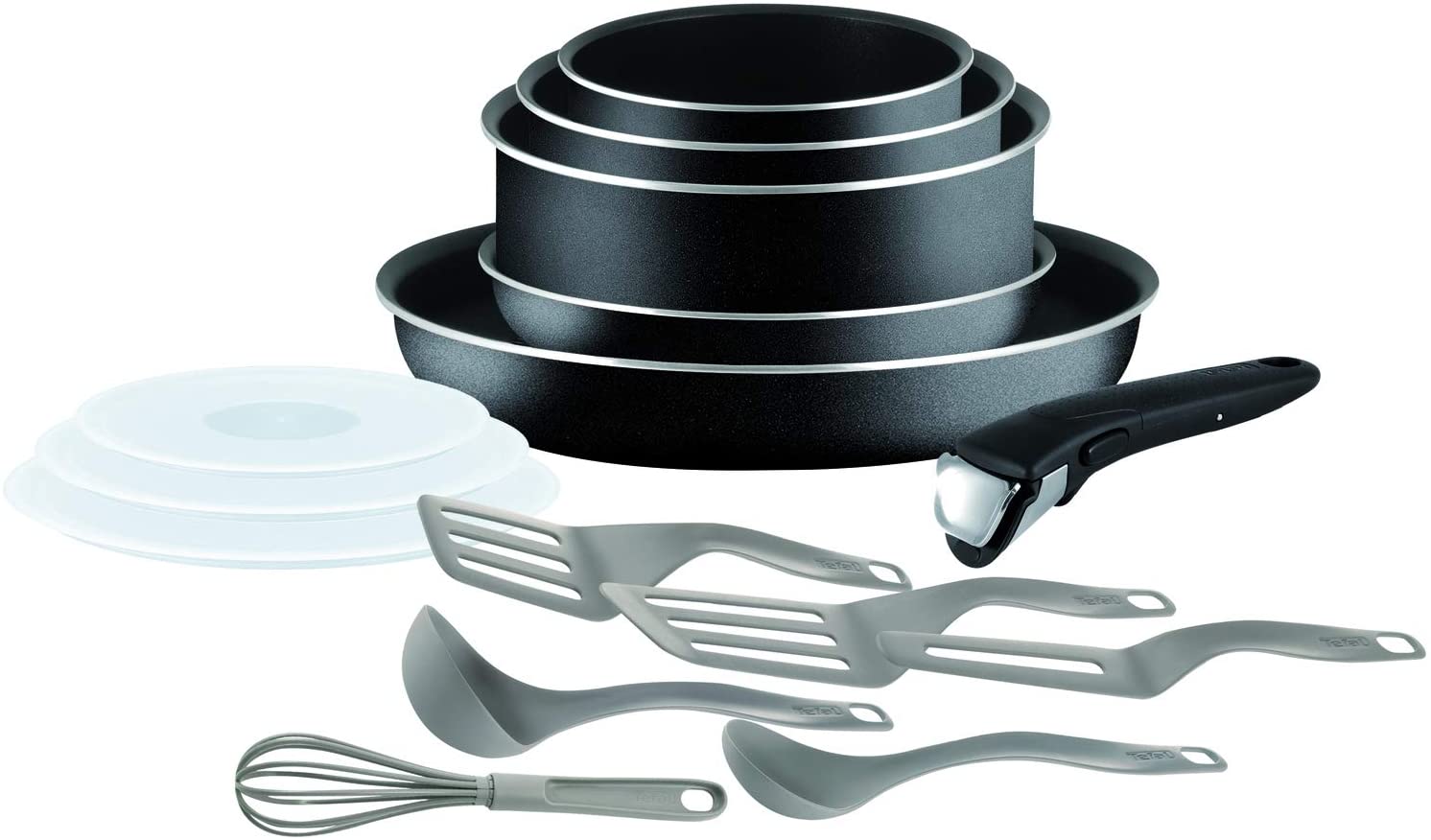 Tefal Ingenio 5 Essential l2009202 Set of Frying Pans and Saucepans - 15 Pieces - suitable for all Heat Sources Except Induction Black