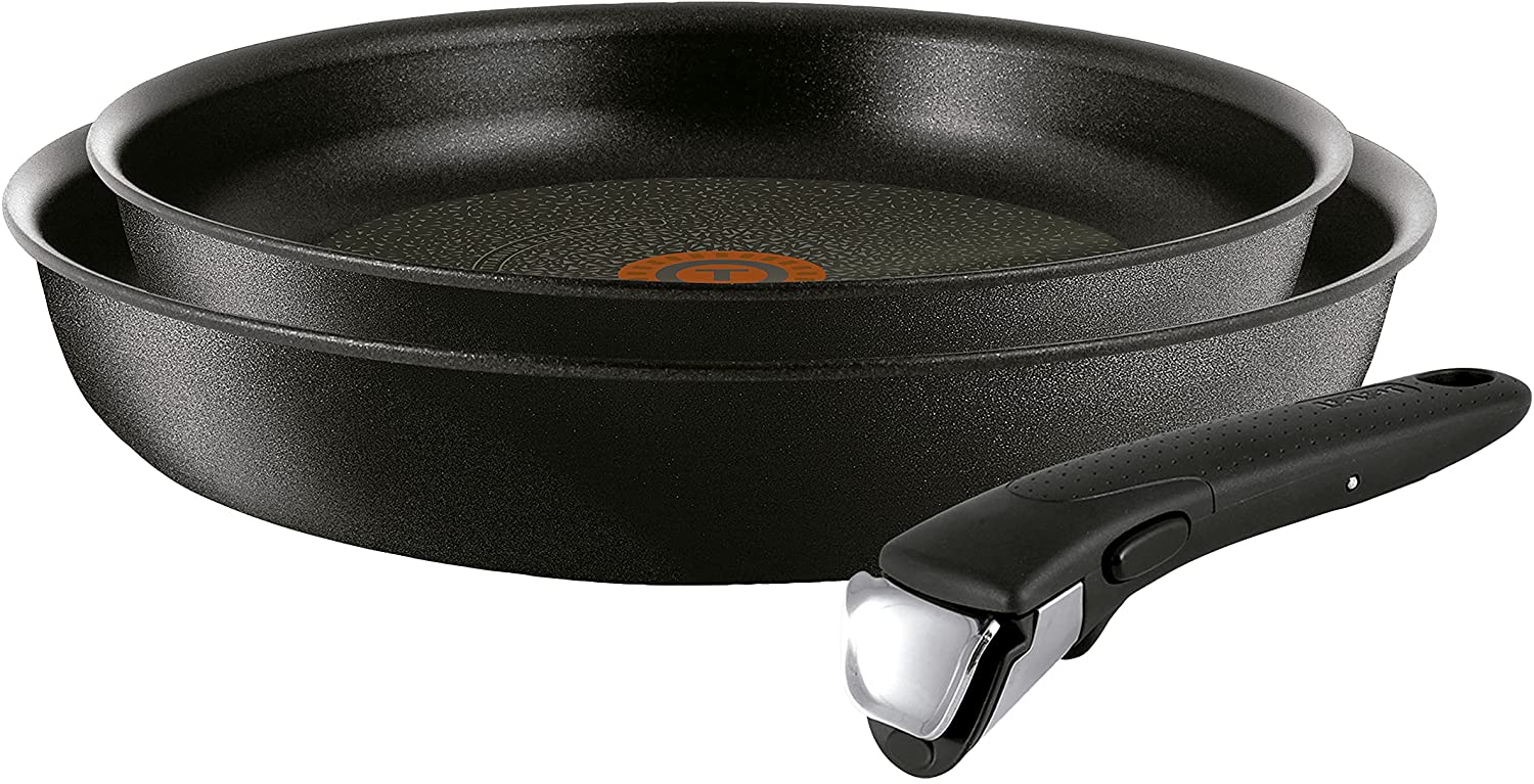 Tefal L65091 3-piece pans set Ingenio Expertise 22 + 26 cm pan including handle All stove types, including induction non-adhesive oven suitable up to 250 ° C black