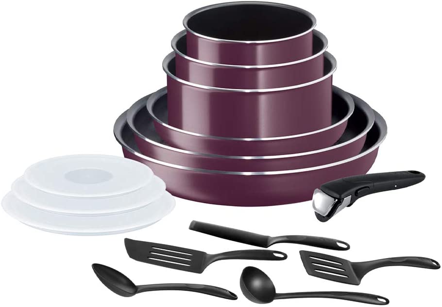 Tefal L2019502 Ingenio Essential 15-Piece Set for All Hob Types Except Induction Aluminium Violet Byzantium