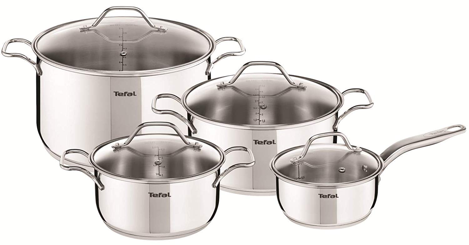 Tefal Intuition Polished Stainless Steel 8 Piece Pan Set