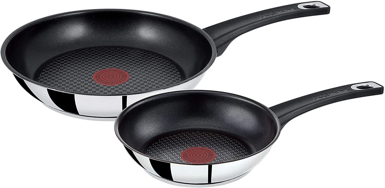 Tefal Jamie Oliver Stainless Steel Frying Pans 20 cm and 26 cm Suitable for Induction Cookers Set of 2