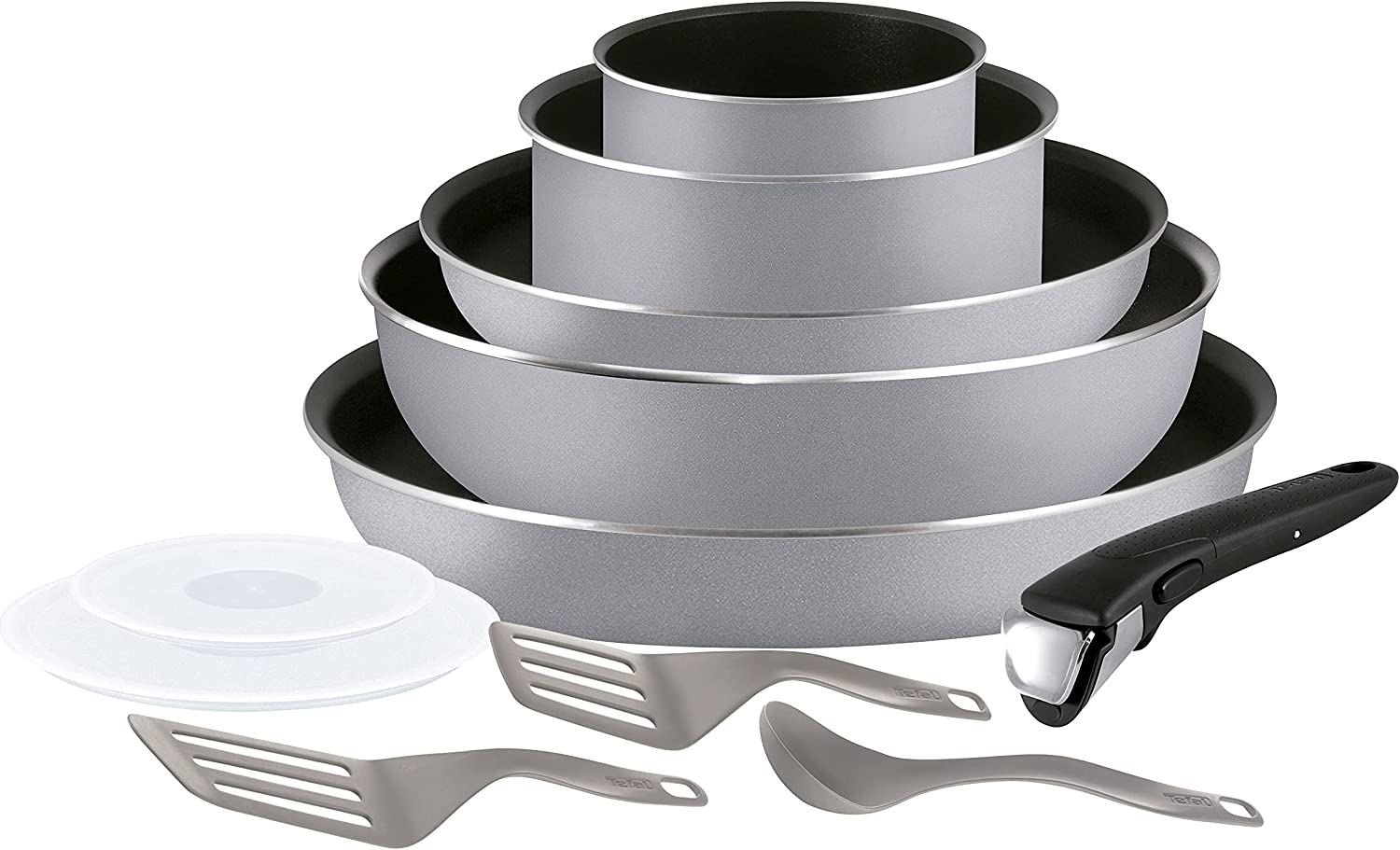 Tefal L21499 Ingenio Essential Pan and Pot Set, 11-piece, non-stick, starter set, gray