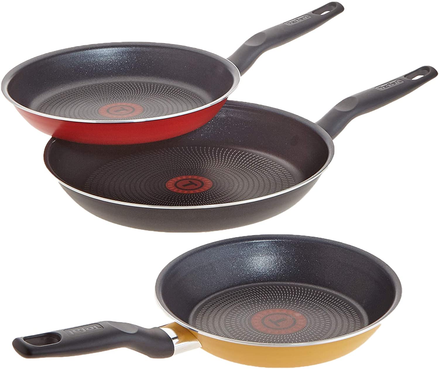 Tefal Limited Edition B38790 Set of 3 Frying Pans 20 cm / 24 cm / 28 cm Aluminium Black / Red / Gold