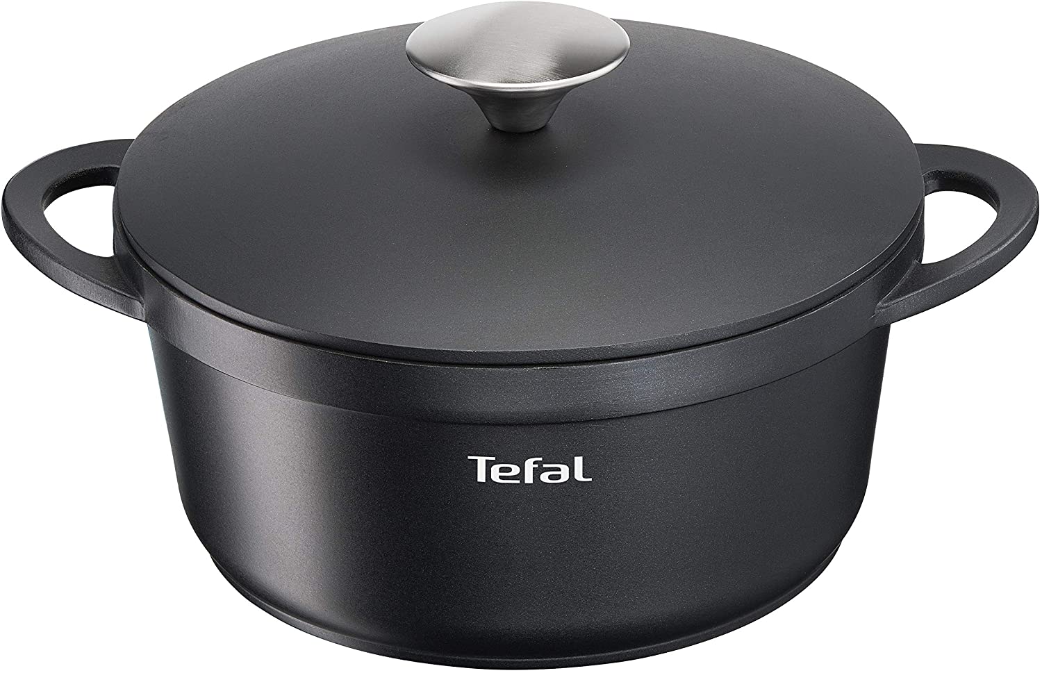 Tefal Trattoria Non-Stick Serving Pan with Cast Lid, Black, Black , 20cm
