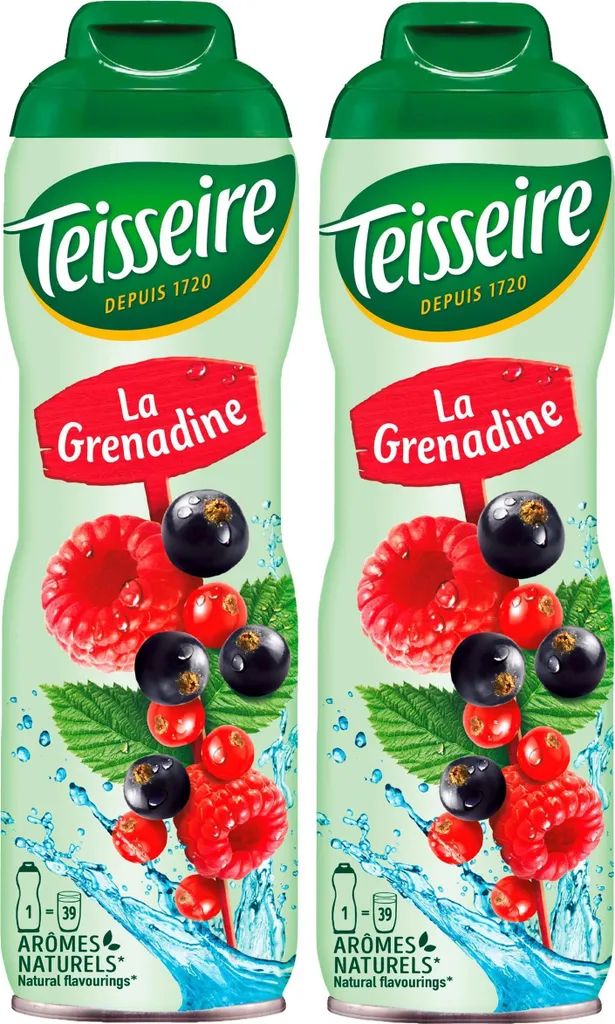 Teisseire Getränke-Sirup Grenadine 600ml - Intensiv im Geschmack (2er Pack)
