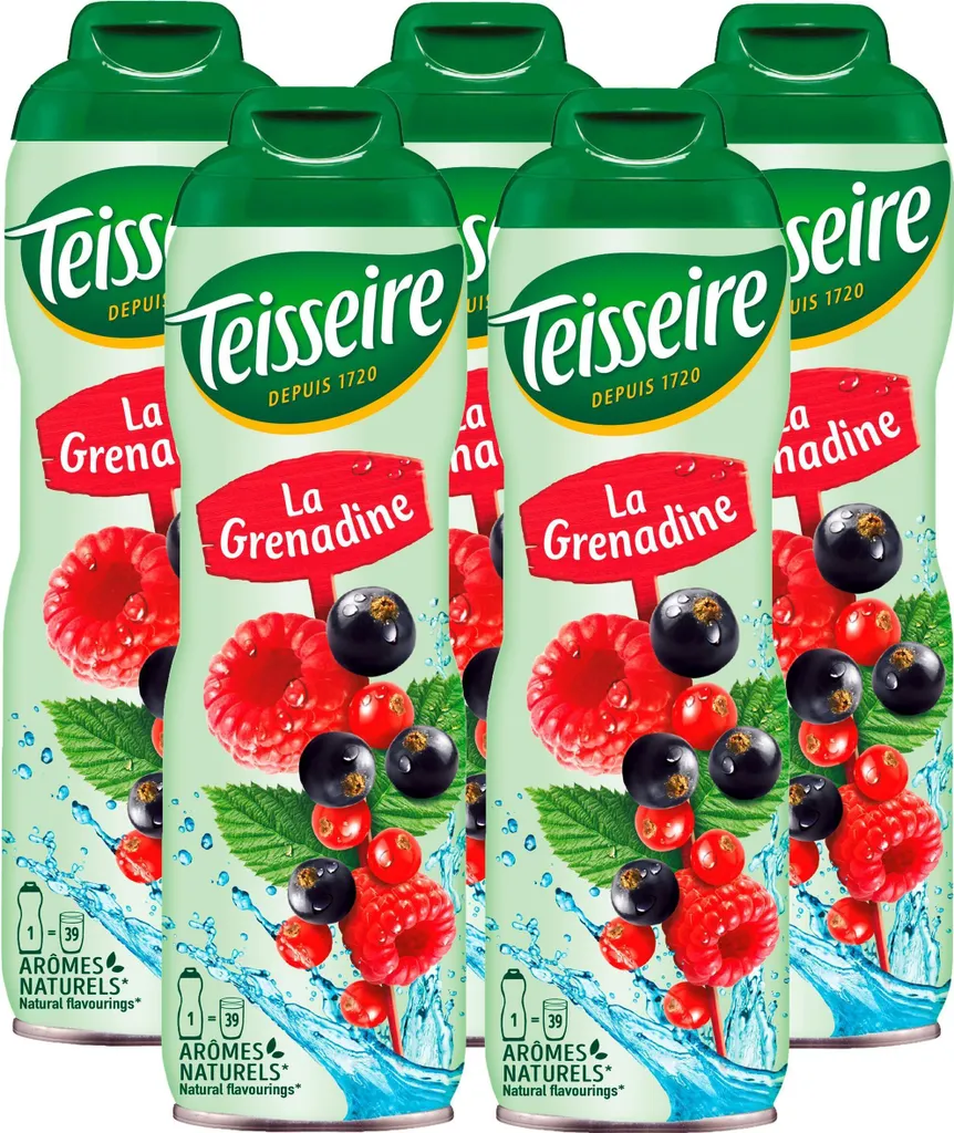 Teisseire Getränke-Sirup Grenadine 600ml - Intensiv im Geschmack (5er Pack)