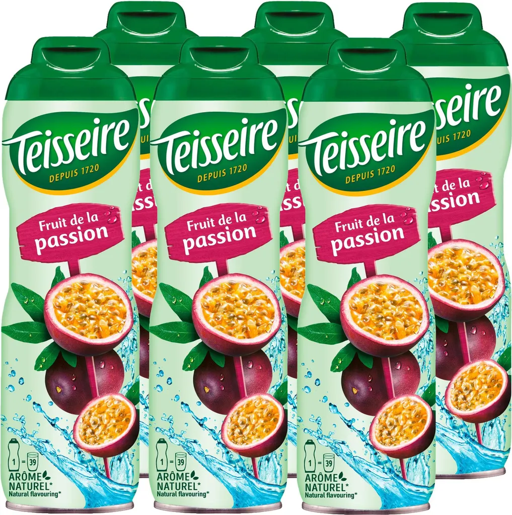 Teisseire Getränke-Sirup Passionsfrucht 600ml - Intensiver Geschmack (6er Pack)