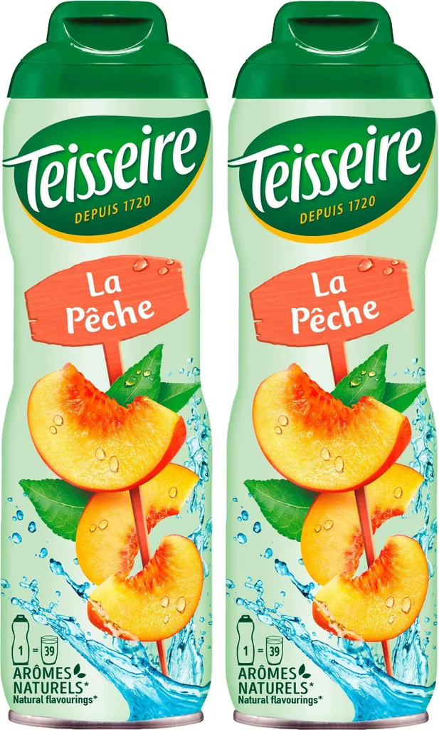 Teisseire Getränke-Sirup Peach/Pfirsich 600ml - Intensiv im Geschmack (2er Pack)