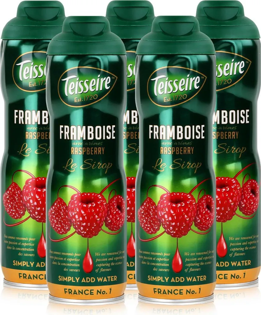 Teisseire Getränke-Sirup Raspberry/Himbeer 600ml - Intens. Geschmack (5er Pack)