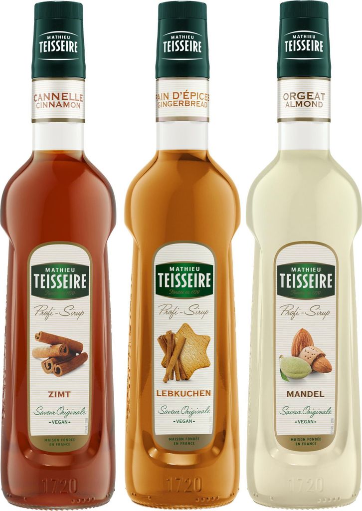 Teisseire Getränke-Sirup Weihnachtszauber Set Zimt, Lebkuchen & Mandel je 700ml