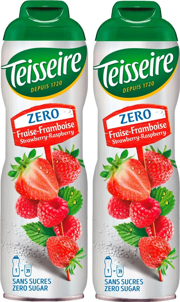 Teisseire Sirup Erdbeer-Himbeer zero Zucker 600ml - Cocktails (2er Pack)