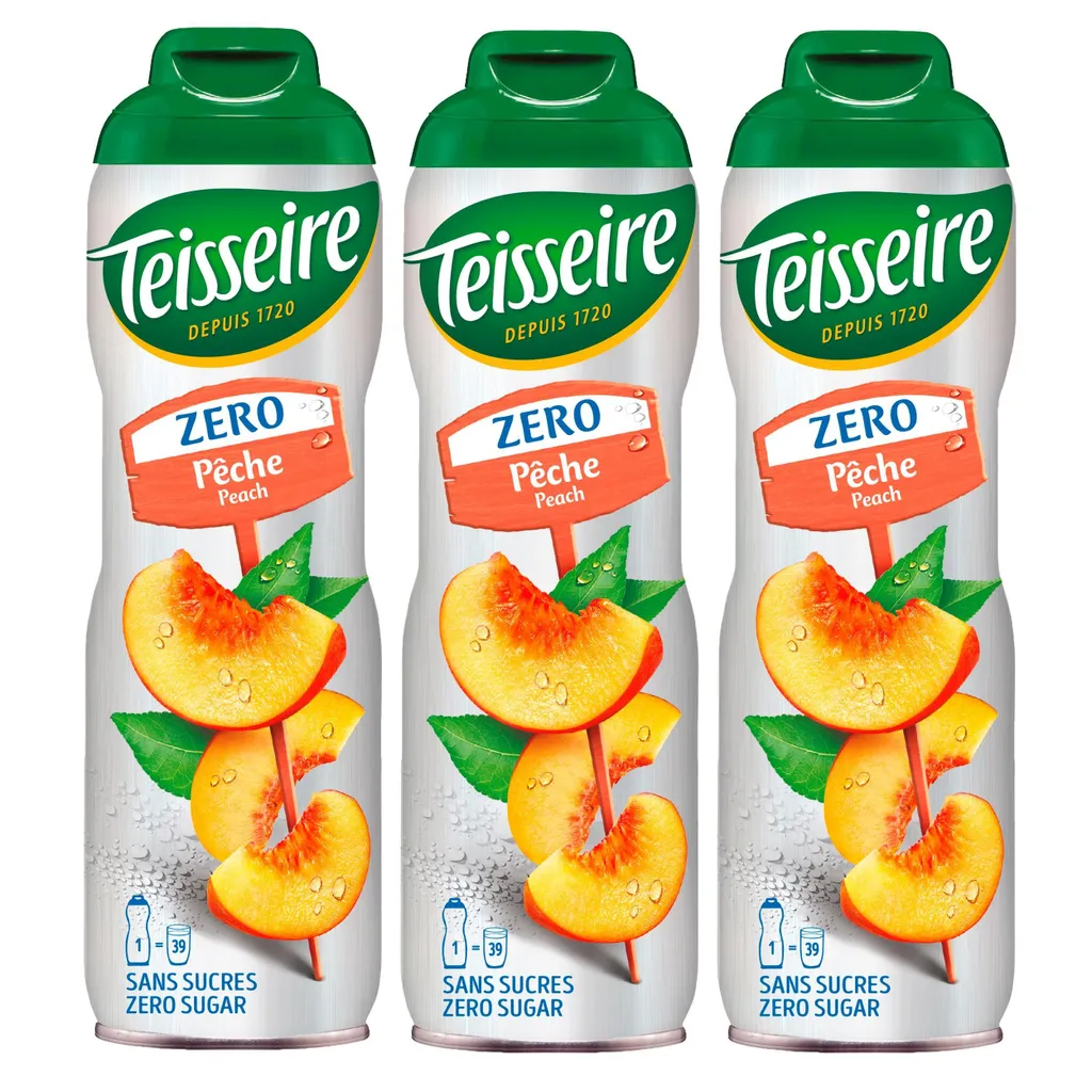 Teisseire Sirup Pfirsich/Peach zero Zucker 600ml - Cocktails (3er Pack)