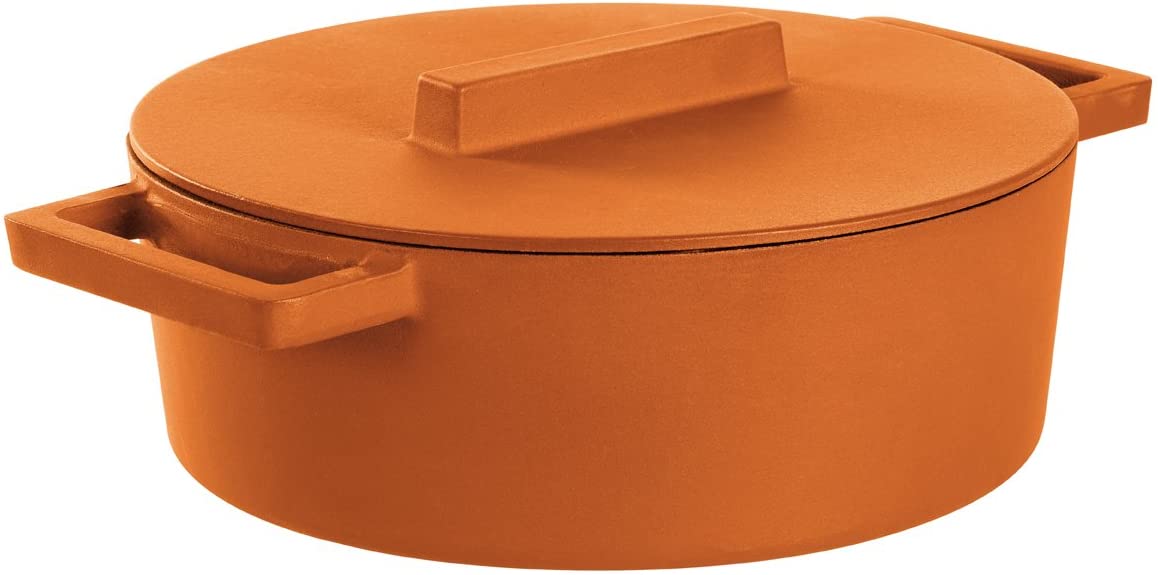 Sambonet Oval Casserole Dish with Lid Cast Iron Orange 0cm