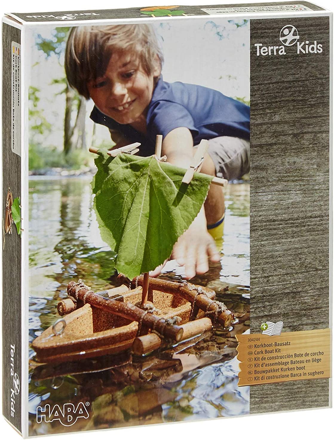 HABA Terra Kids 55684171 304244 Cork Boat Kit, Kit and Instructions for Building a Cork Boat for Children (22.2 x 9.5 x 3.8 cm), with Optimal Swimming Properties