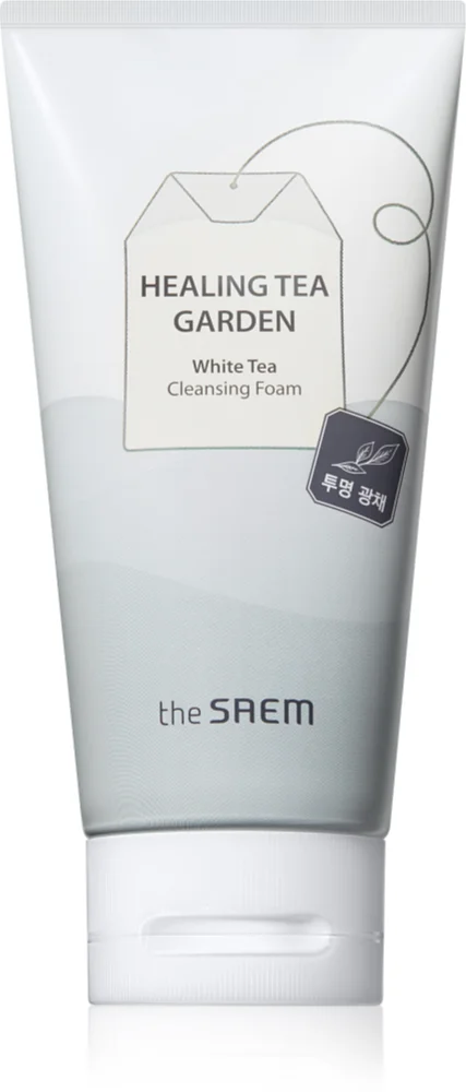 The Saem Healing Tea Garden White Tea moisturizing and brightening cleansing foam for sensitive skin