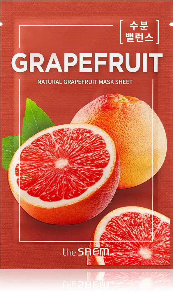 The Saem Natural Mask Sheet Grapefruit revitalizing textile mask to brighten the skin
