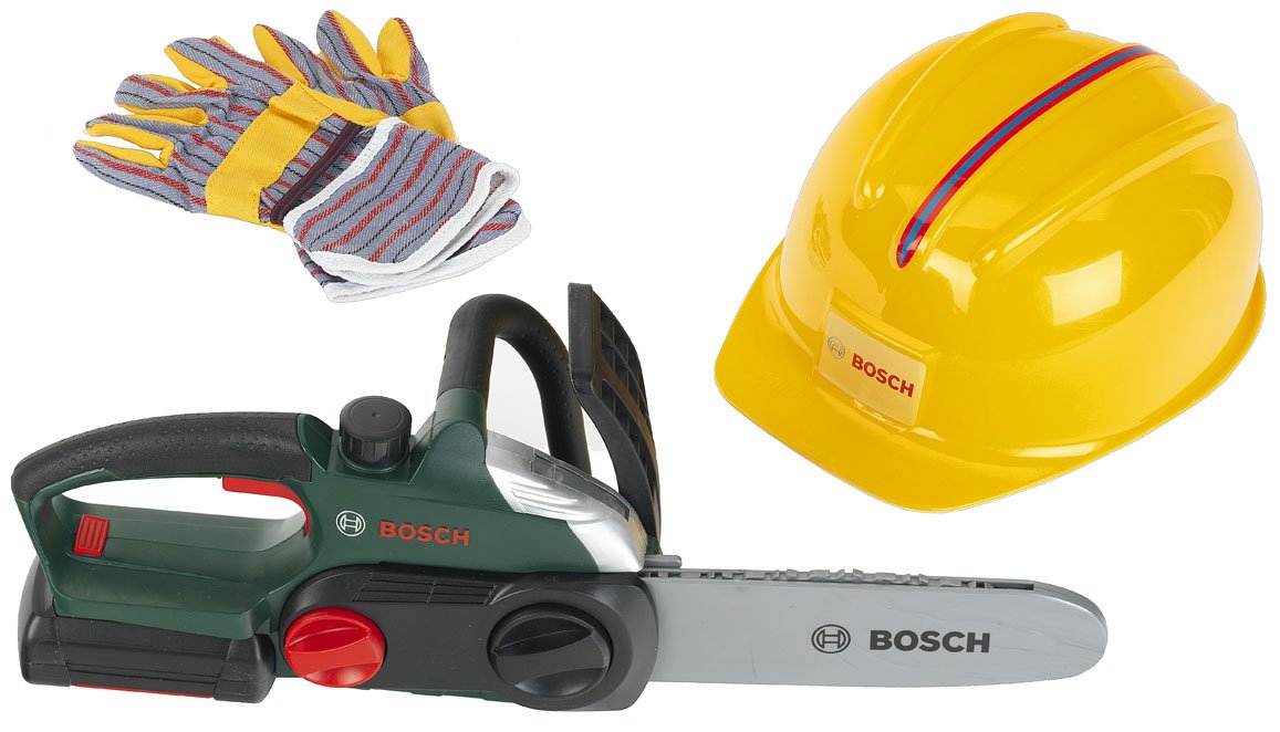 Bosch Theo Klein Chainsaw Helmet Gloves Game