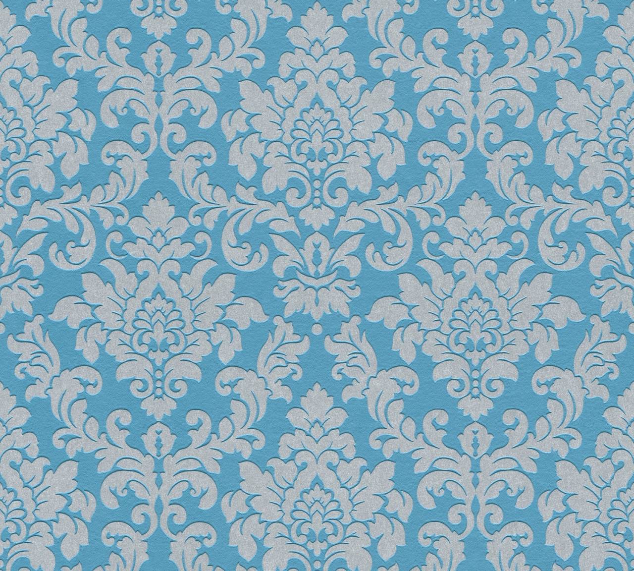 Thomas Non-Woven Wallpaper Baroque Blue/Silver Tlt017 - 360894