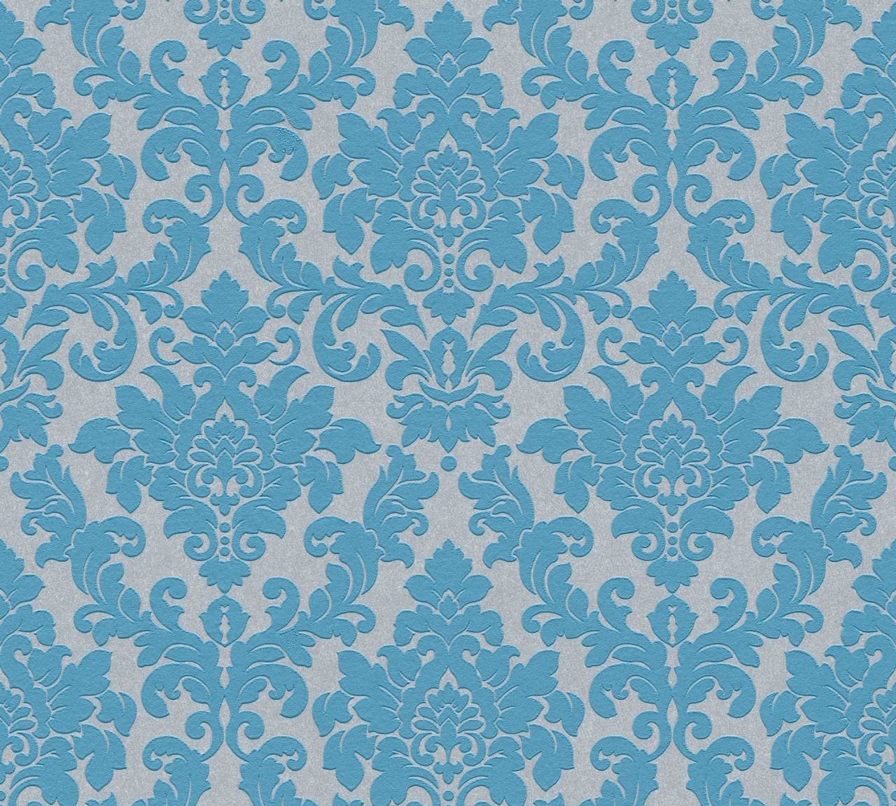 Thomas Non-Woven Wallpaper Baroque Silver/Blue Tlt016 - 360954
