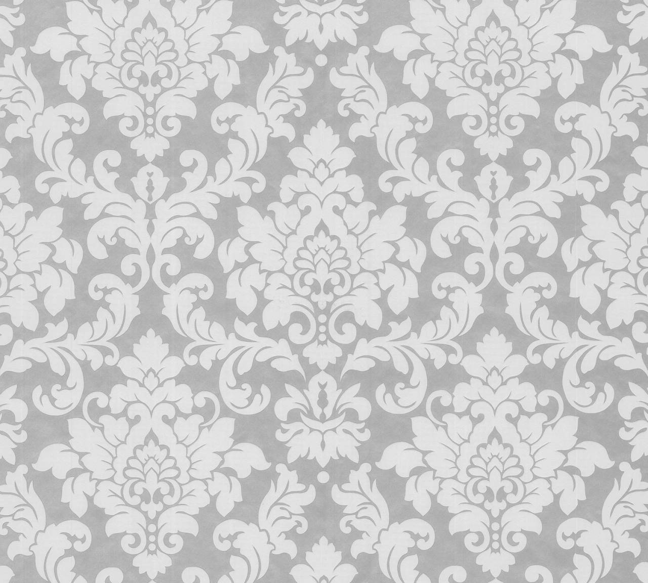 Thomas Non-Woven Wallpaper Baroque Silver/White Tlt002 - 360951