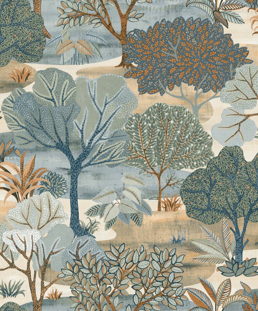 Thomas fleece wallpaper Attraction Blue Trees