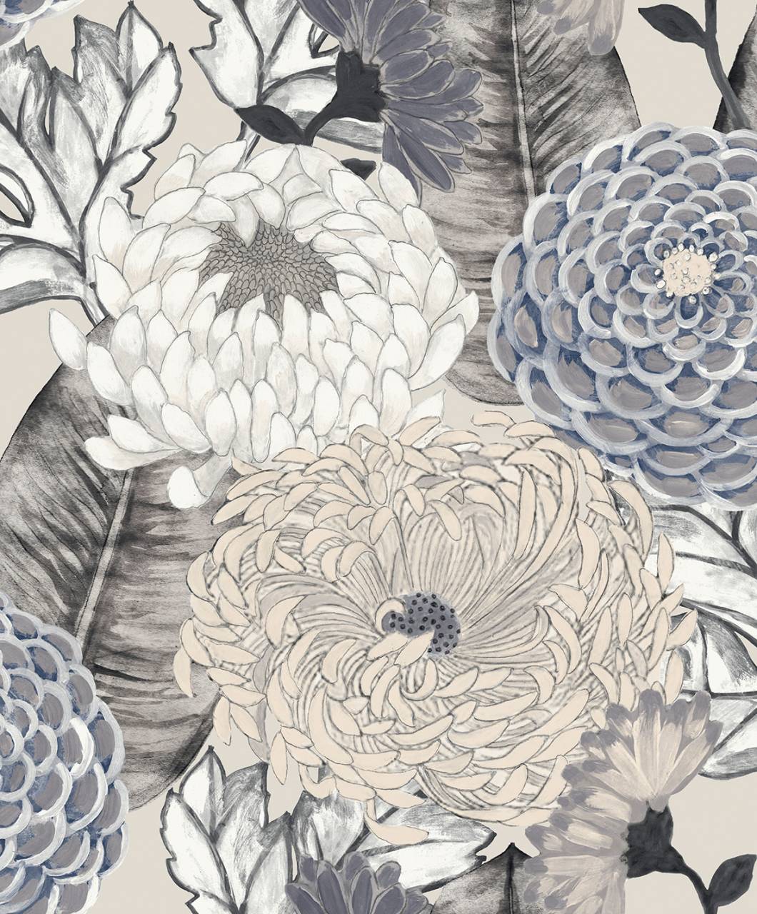 Thomas nonwoven wallpaper breeze gray flowers