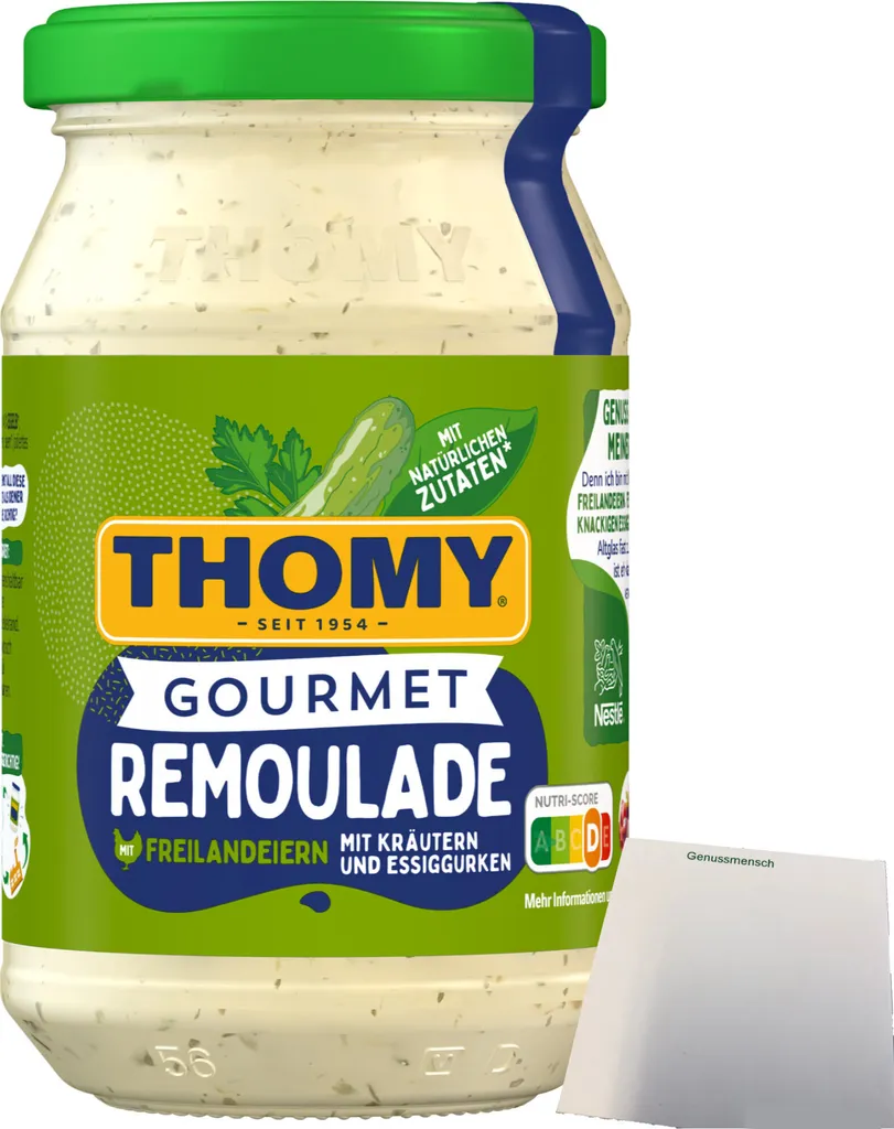 Thomy Gourmet Remoulade mit Kräutern und Essiggurken (250ml Glas) + usy Block