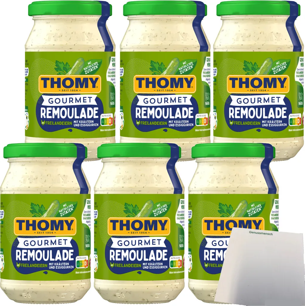 Thomy Gourmet Remoulade mit Kräutern und Essiggurken 6er Pack (6x250ml Glas) + usy Block