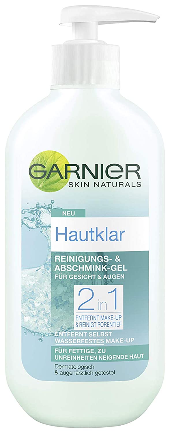 Garnier Skin Clear Cleansing and Make-Up Gel, Facial Cleansing with Zinc and Saliclyic Acid, Make-Up Remover (1 x 200 ml)