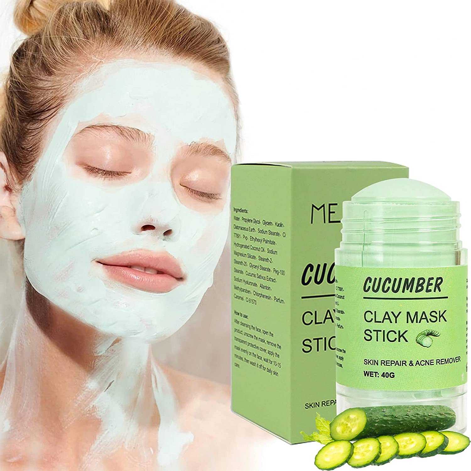 Fast Track Green Tea Cleansing Mask Stick, Cucumber Cleansing Clay Stick Mask, Green Tea Mask Pen, Poreless Deep Cleansing Mask Pen for Blackhead Remover and Skin Care (Cucumber Face Mask)