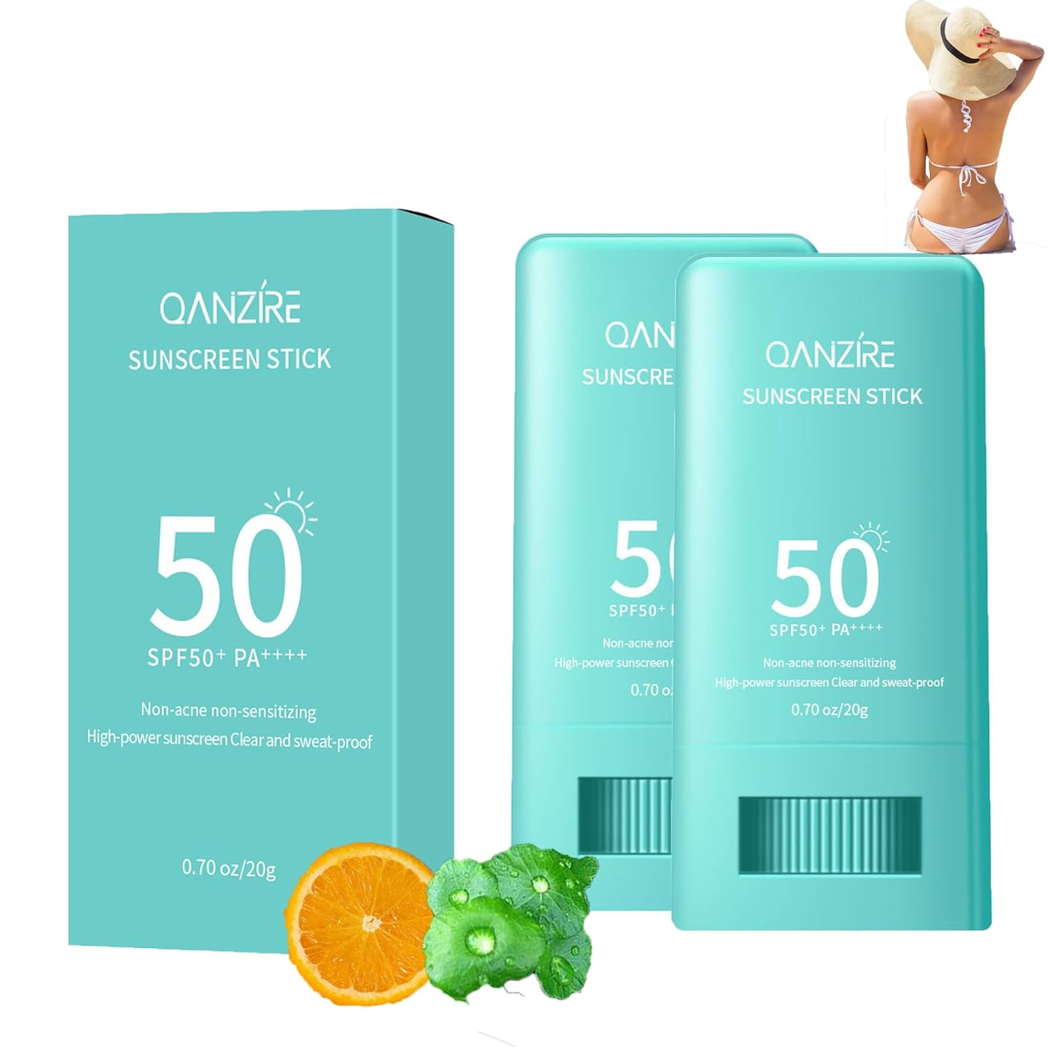 Super Active Airy Sun Stick SPF 50+ PA+++, Sun Project Silky Calming Sun Stick 20g, Waterproof, Strong UV Protection at All Times, Easy to Apply, Sun Stick Face (Pack of 2)