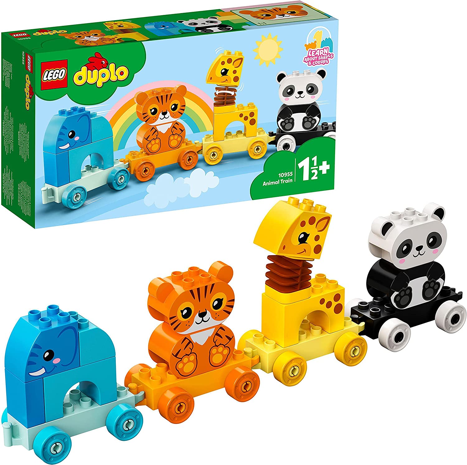 Lego Duplo 10955 My First Animal Train with Elephants, Tiger, Panda and Giraffe for 1.5 Years Old Toddlers