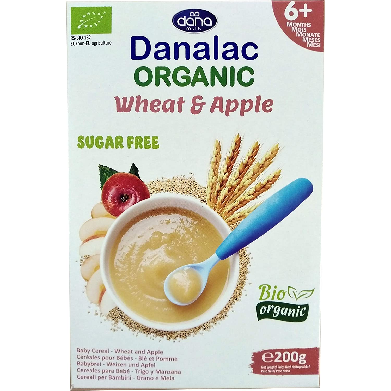 Danalac Bio Babybrei zuckerfrei 200g (Weizen und Apfel) (Packung mit 3)