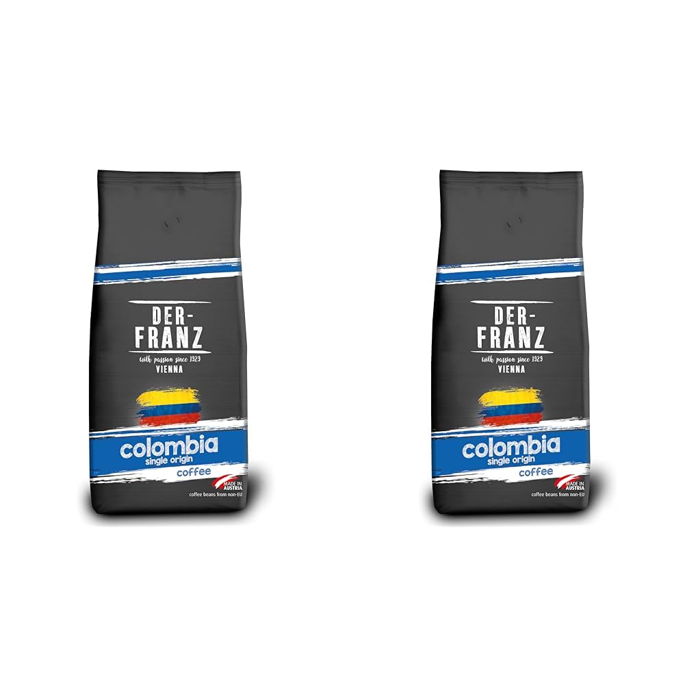 Der-Franz Columbia Single Origin Coffee Intensity 3/5 100% Arabica Whole Bean 1000g (Pack of 2)