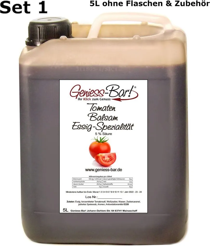 Tomato Balsamic Vinegar - Specialty 5L fruity spicy & very versatile 5% acidity