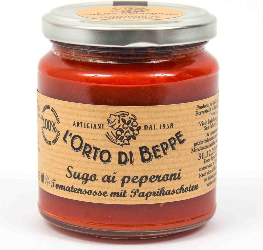 Tomatensosse mit Paprika Peperoni 314 ml. - LOrto di Beppe