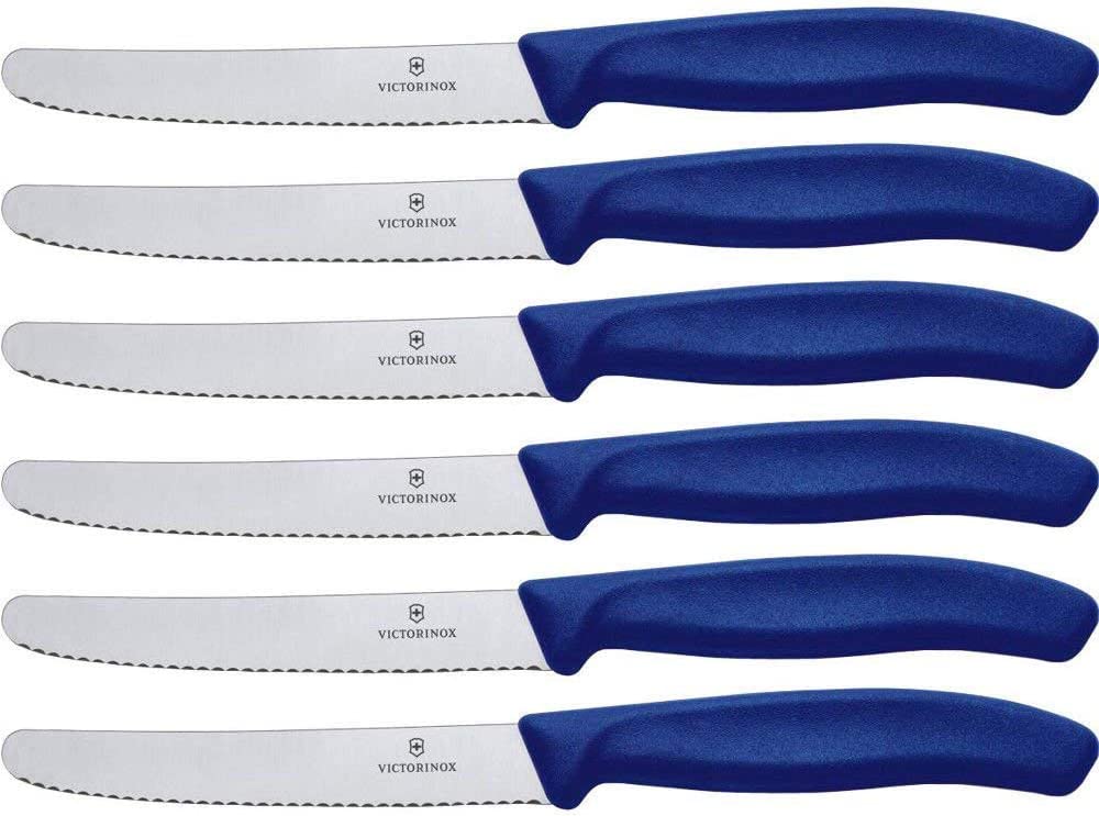Victorinox 6 Piece Kitchen Knife Set (11 cm, Extra Sharp Serrated Edge, Table Knife, Ergonomic Handle, Dishwasher Safe), 14cm