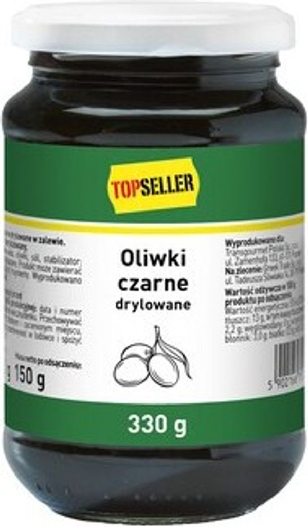 Top seller drilled black olives 330g
