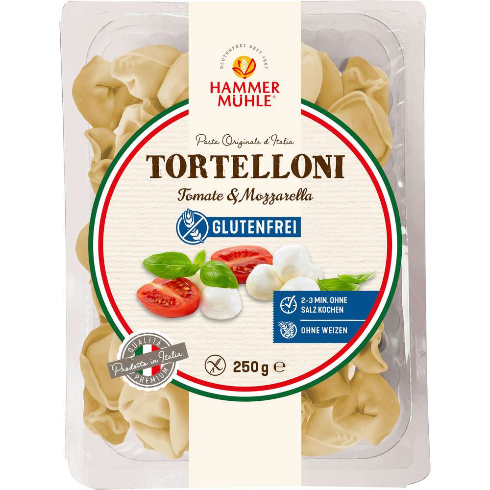 Tortelloni, tomato and mozzarella