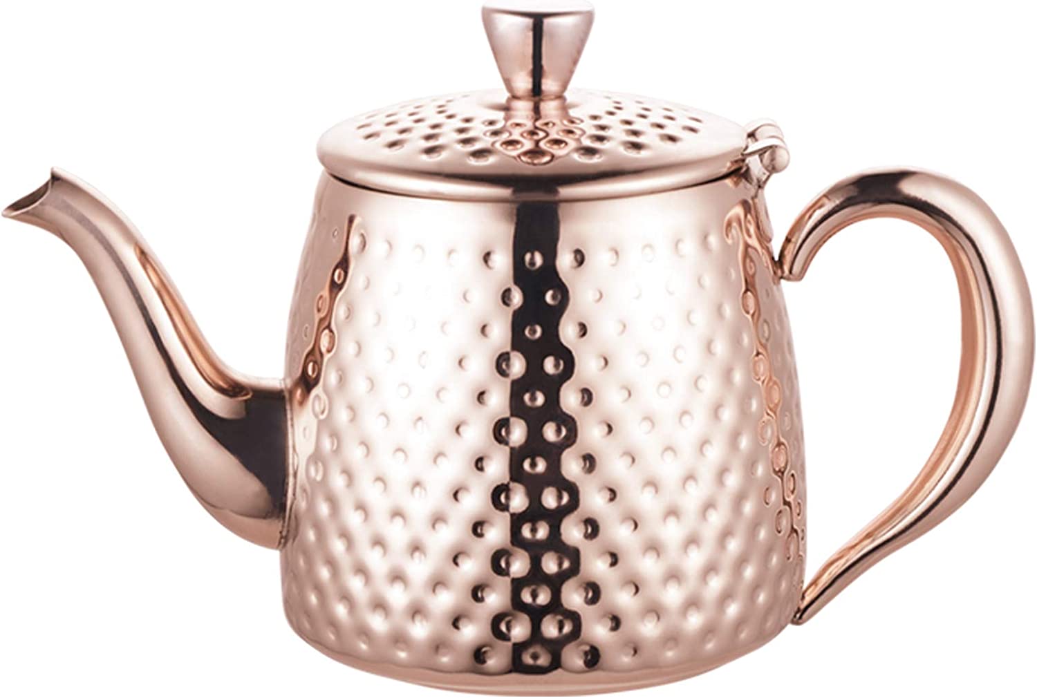 Cafe Ole Café Olé Sandringham Hammered Effect Teapot Made from High Quality 18/10 Stainless Steel and Copper Finish - 18oz, 0.5L, Drip-Free Casting, Hollow Handles