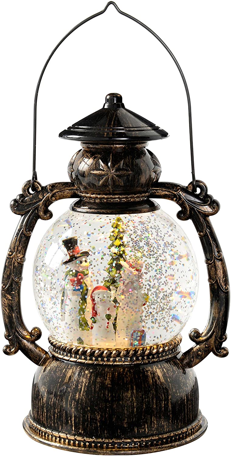WeRChristmas 21 cm Happy Snowman Glitter Globe Lantern – Multi Colour