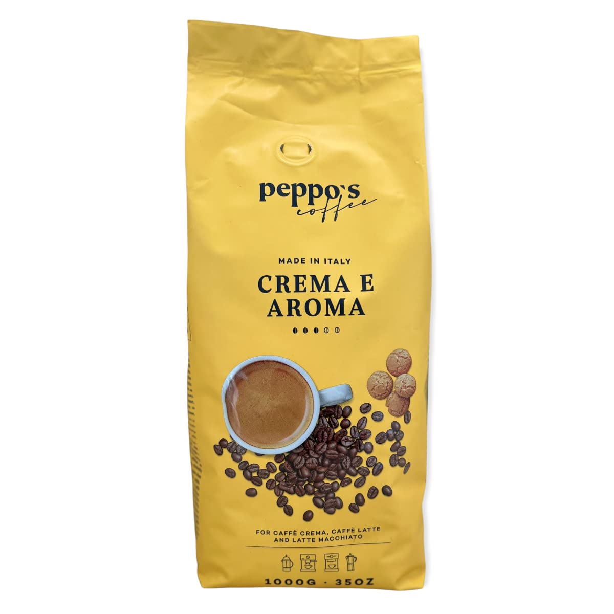 peppo's coffee - 1x1KG CREMA E AROMA - Coffee from Italy - Whole coffee beans roasted - Medium roast - Low acidity